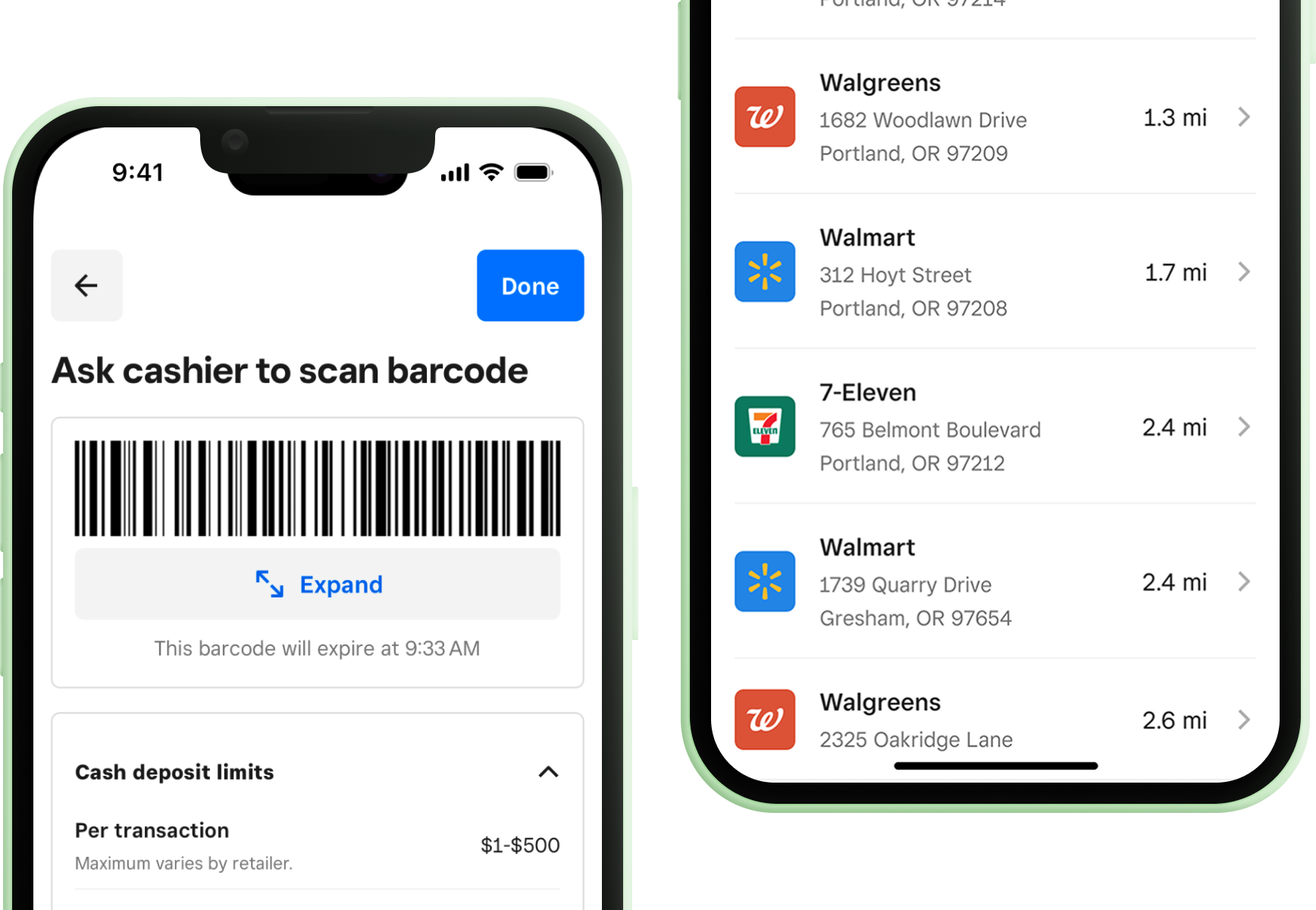Cash Deposits mockup