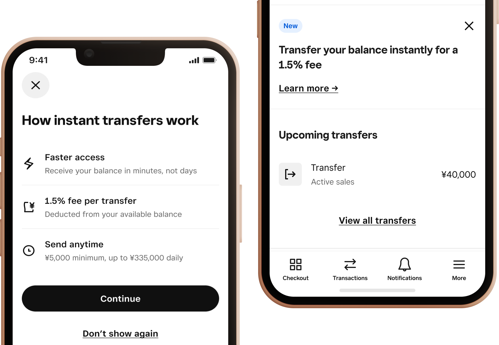 Instant Transfers mockup